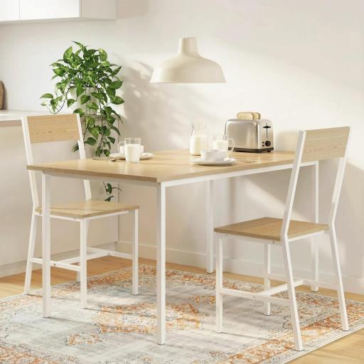 Juego de 2 Sillas de Comedor Sillas de Cocina con Respaldo Inclinado Estructura Metálica Natural