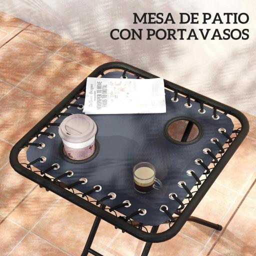 Set de 2 Tumbonas Jardín Exterior Plegables de Gravedad Cero con Mesa Auxiliar con Portavasos Reposacabezas Gris [3]