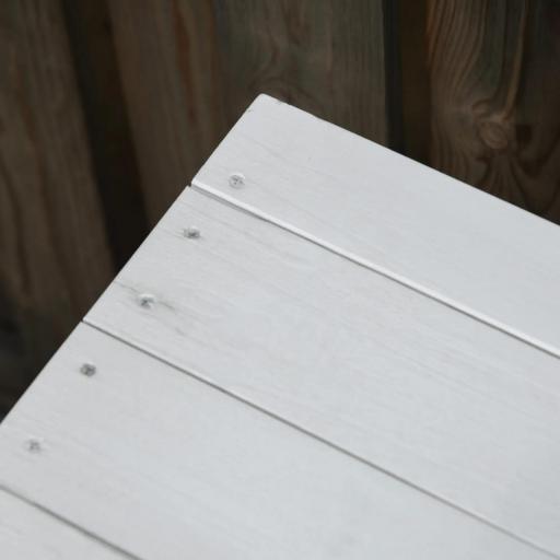 Baúl de Almacenaje Exterior 284L Arcón de Jardín de Madera Impermeable con Tapa Abrible y Diseño Persiana 127x56x60 cm Blanco [7]