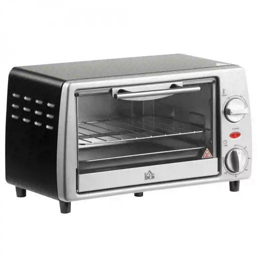 Horno Eléctrico Sobremesa 10 Litros 750W Horno Eléctrico Pequeño con Temperatura hasta 230 ℃ Temporizador 60 Minutos Bandeja y Rejilla 36,5x26x22 cm Plata [9]