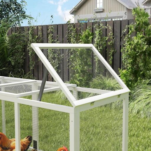 Gallinero de Madera Grande para 3-6 Gallinas con Techo Asfáltico Nido y Bandeja Extraíble 297,5x68x118 cm Blanco y Gris [7]
