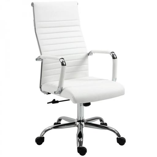 Silla de Despacho Silla Escritorio Giratoria Basculante con Altura Ajustable Reposabrazos 54x62x104-114 cm Blanco [8]