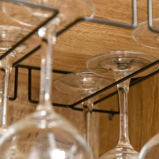 Aparador de Cocina con Botellero para 12 Botellas y Soporte de 6 Copas de Vino 76x35x97 cm Madera Natural [4]
