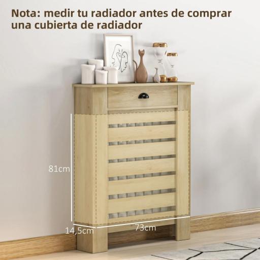 Cubre Radiadores de MDF con Cajón Cubierta para Radiador para Salón Dormitorio Pasillo 78x19x95,5 cm Roble [5]