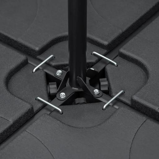 Conjunto de 4 Pesos Rellenables para Base de Sombrilla Cruzada con 15 Litros de Agua o 19,5 kg de Arena Negro [5]