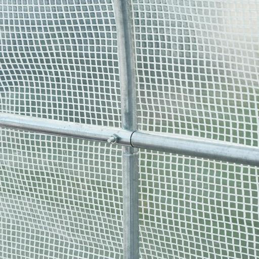 Invernadero de Túnel con Puerta Enrollable y 4 Ventanas para Cultivo Plantas Verduras 245x200x200 cm Blanco [9]