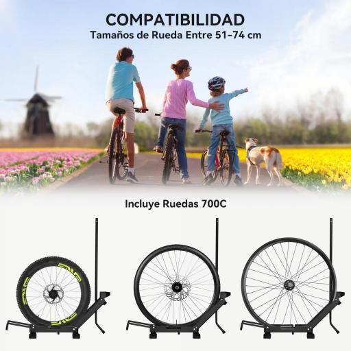 Soporte para Bicicletas de Acero Aparca Bicis de Suelo Plegable Portátil para Casa Garaje Taller 75x41x71-81 cm Negro [9]
