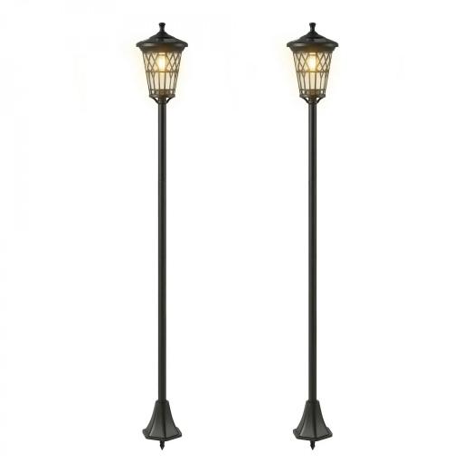 Set de 2 Farolas Solares de Jardín con Altura Ajustable 2 Modos de Brillo IP44 Impermeable para Terraza Patio Negro [9]