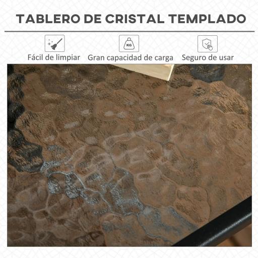 Mesa de Jardín Cuadrada 76x76x72 cm con Agujero para Sombrilla y Encimera de Vidrio Templado para Patio Terraza Negro [4]