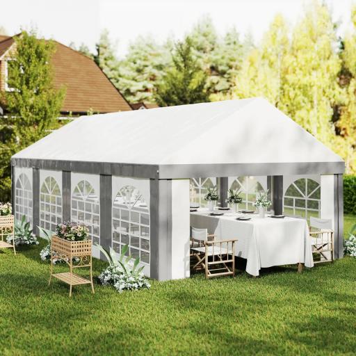 Carpa para Fiesta 4x8 m Carpa de Jardín con Paredes Extraíbles Puertas y Ventanas Anti-UV para Boda Camping Gris [3]