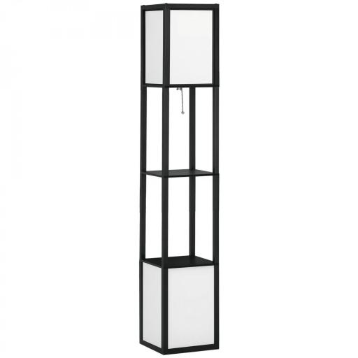 Lámpara de Pie de Madera con Estante para Bombilla E27 Potencia Máx. 40W Lámpara Moderna 26x26x156 cm Negro y Blanco [9]