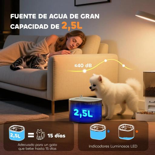 Dispensador de Comida para Gatos y Perros de 3L con Control de App 1-10 Comidas al Día Filtros Luz LED con Cable o Pilas [7]