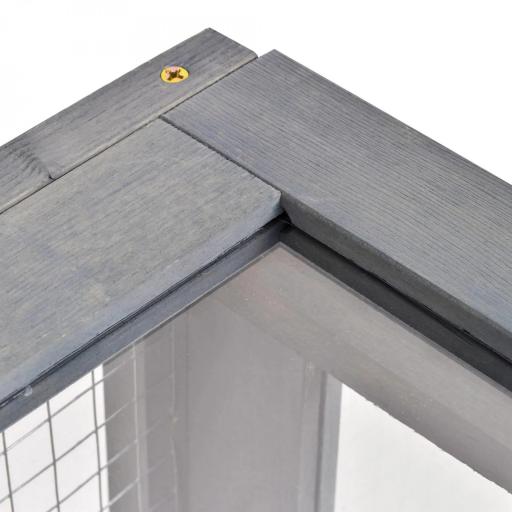 Casa para Tortugas de Madera con Techo de Malla y Paneles Laterales Transparentes Extraíbles 91x60,5x32 cm Gris [6]