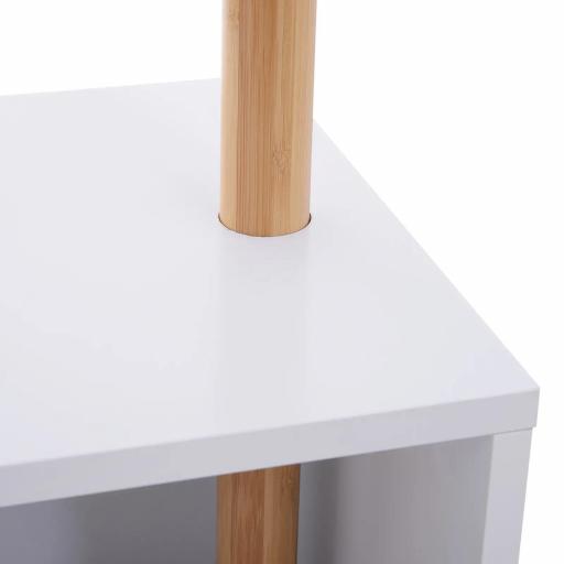 Perchero de Pie con Zapatero Colgador Tipo Árbol Moderno 6 Ganchos para Colgar Ropa Bolsa Banco con Almacenamiento Pasillo Entrada Bambú y MDF 40x30x180cm [3]