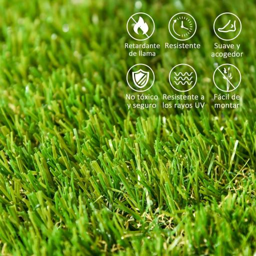 Césped Sintético de 10 Piezas Alfombra Césped Artificial 30x30 cm con Altura de Hierba 25 mm y Anti-UV Verde Oscuro [4]