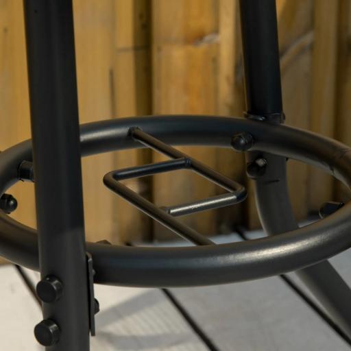 Mesa de Exterior Ø80x72 cm con Agujero para Sombrilla y Encimera de Vidrio Templado para Patio Terraza Negro [3]
