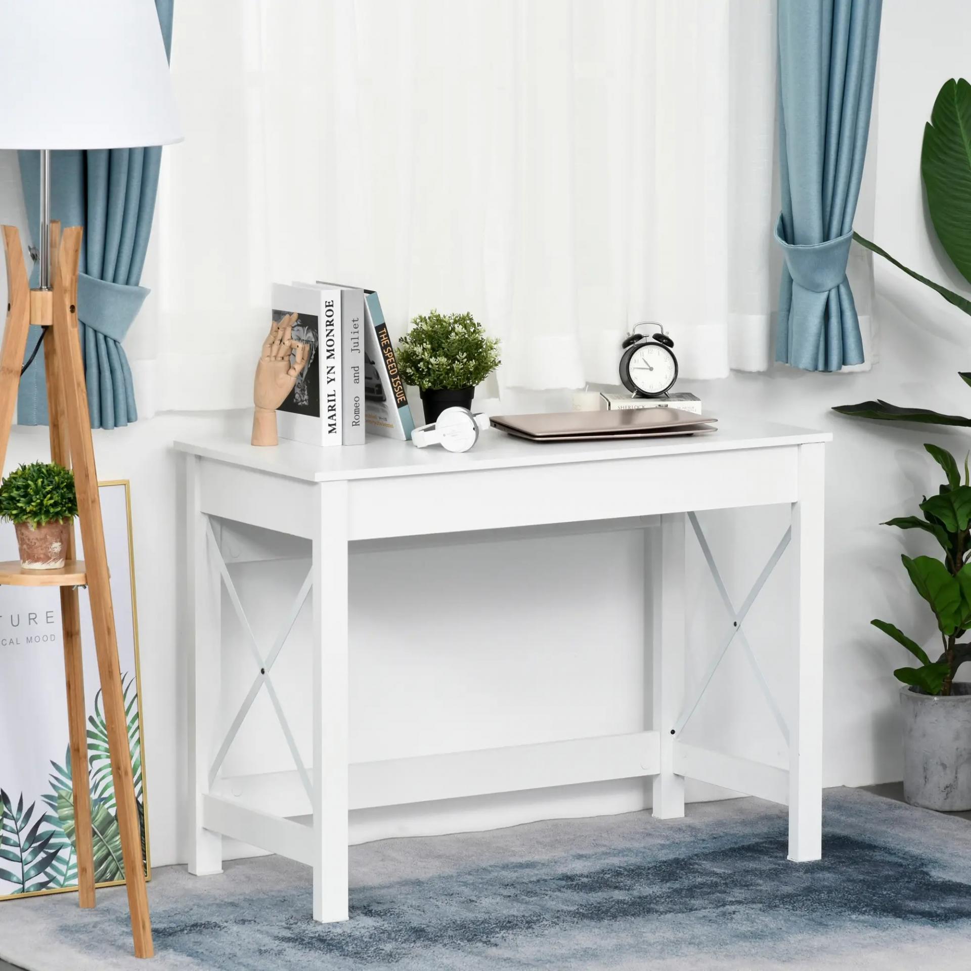 Mesa Escritorio Estilo Moderno Escritorio Fácil de Montar Mesa de Ordenador para Oficina Dormitorio Estudio 105x50x76 cm Blanco