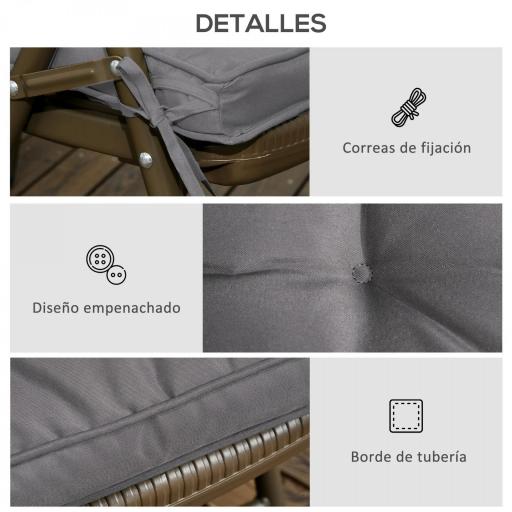 Conjunto de Cojines para Sillas de Comedor y Jardín Impermeable con 2 Amarres de Fijación 42x42x5 cm Gris Oscuro [3]