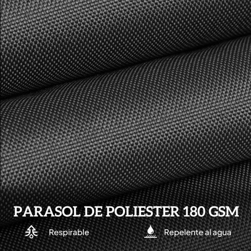 Sombrilla Doble para Jardín 455x265x238 cm Parasol Grande con Manivela Manual Protección Solar Color Negro [8]