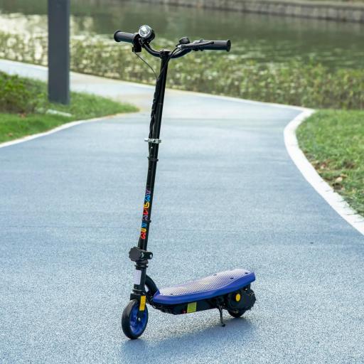 Patinete Eléctrico para Niños de 7-14 Años Plegable con Faro LED Rueda y Freno Velocidad Máxima de 12 km/h Azul