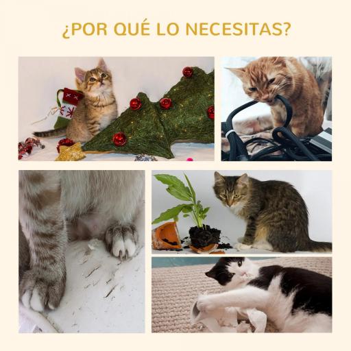 Árbol Rascador para Gatos de Suelo a Techo Torre para Gatos con Altura Ajustable 43x27x228-260 cm Marrón Claro y Beige [2]