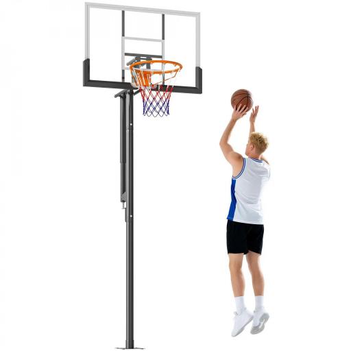Canasta de Baloncesto Exterior en el Suelo Altura Ajustable 230-375 cm con Soporte Tablero Irrompible 120 cm Aro Ø48 cm [8]