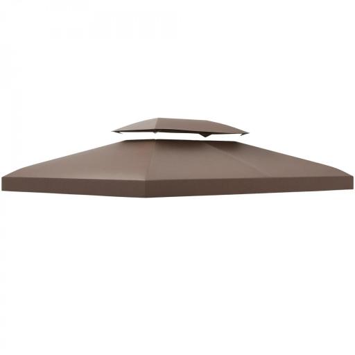 Techo de Repuesto para Cenador 4x3 m Cubierta de Repuesto con Techo Doble 10 Orificios de Drenaje y Protección UV Toldo de Recambio para Pabellón Gazebo Marrón [8]