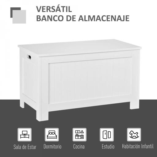 Baúl de Almacenaje con Tapa Baúl de Almacenaje Versátil con Bisagra de Seguridad para Pasillo Salón 81x40x46 cm Blanco [4]