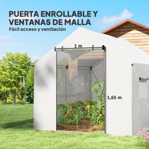 Invernadero de Túnel 2x3x2 m con 4 Ventanas de Malla y Puerta con Cremallera Invernadero de Huerto para Jardín Blanco [4]