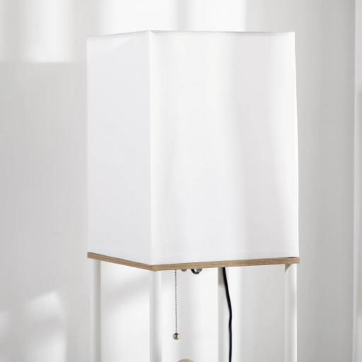 Lámpara de Pie Moderna con 3 Estantes para Salón Casquillo E27 Max. 40W con Pantalla de Tela 26x26x159 cm Blanco [2]