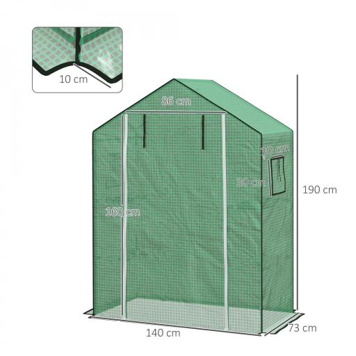 Cubierta de Repuesto de Invernadero 140x73x190 cm con Ventana Puerta con Cremallera Anti-UV Protección de Plantas Verde [1]