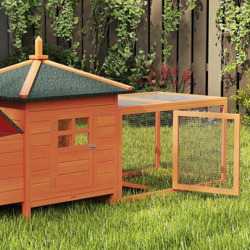 Gallinero de Madera Exterior Jaula para Gallinas con Nidos Corral Bandeja Extraíble Tapa Abatible 196x76x97 cm Naranja [6]