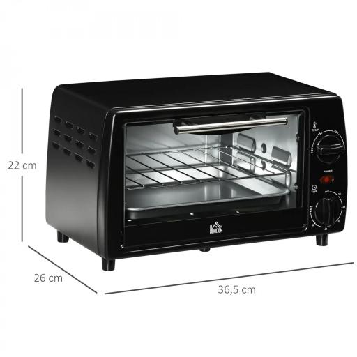 Horno Eléctrico Sobremesa 10L 750W Horno Eléctrico Pequeño Temperatura 230 ℃ y Temporizador 36,5x26x22 cm Negro [1]