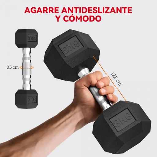 Juego de Mancuernas de 6 Piezas 2 x2 kg 2 x5 kg 2 x8 kg con Soporte de Almacenaje para Entrenamiento en Casa Gimnasio [4]