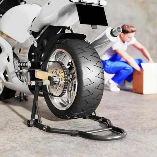 Caballete de Moto Carga 390 kg Soporte Delantero y Trasera Universal Elevador de Moto de Acero con Ruedas Negro [7]