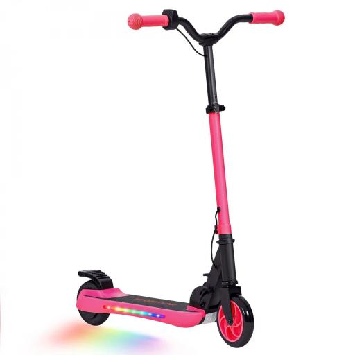 Patinete Eléctrico Plegable de +6 Años Motor 120 W Autonomía 6 KM MAX 10 KM/H Ruedas de 5" - 5,5" Altura Ajustable Rosa [8]