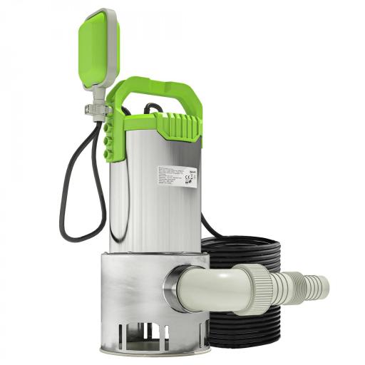 Bomba Sumergible de 1100 W para Aguas Sucias con Caudal de 18.000 l/h y Control Automático Mediante Flotador [9]