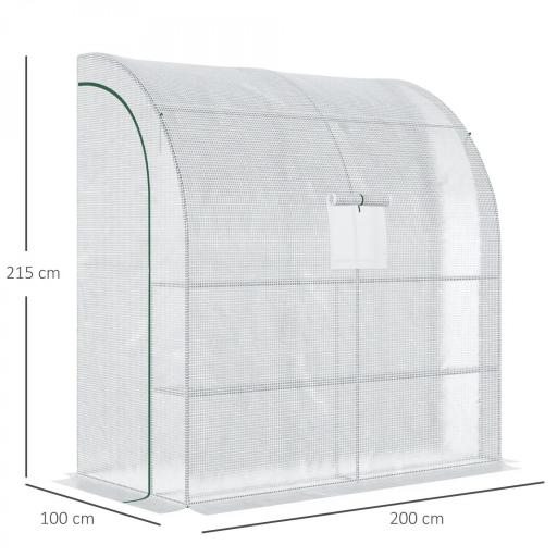 Invernadero de Exterior con Ventanas Estantes de 3 Niveles Puerta con Cremallera y Marco de Acero 200x100x215 cm Blanco [1]