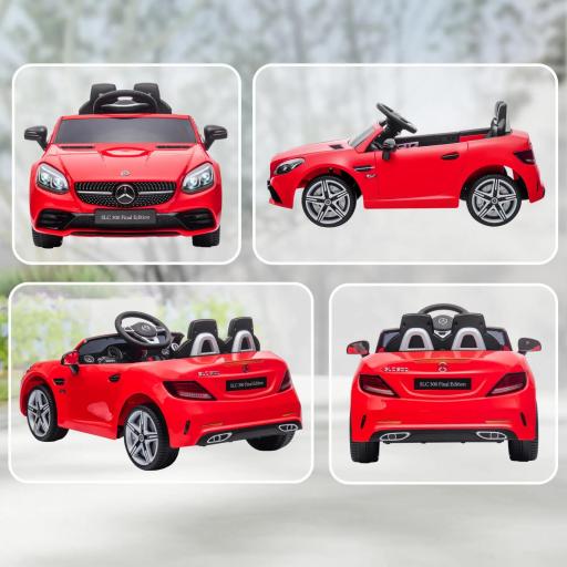 Coche Eléctrico para Niños de +3 Años Mercedes SLC 300 con Batería 12V Mando a Distancia Faros LED Bocina Música Rojo [6]