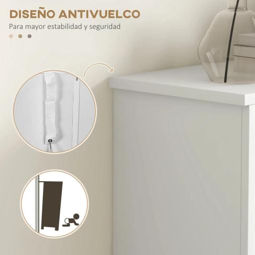 Zapatero Estrecho con 2 Puertas Estantes Ajustables y Compartimento Abierto para 10 Pares de Zapatos 58x24x105 cm Blanco [2]