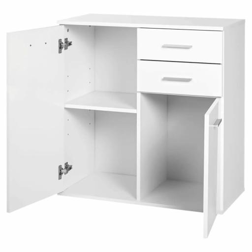 Mueble Auxiliar de Salón Aparador Estrecho con Puertas y Cajones 71x35x76cm Blanco [6]