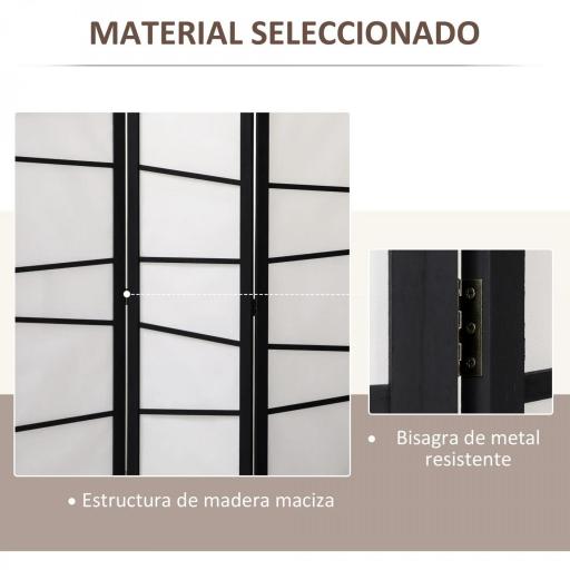 Biombo de 3 Paneles Divisor de Habitación Plegable 120x170 cm Separador de Ambientes para Oficina Salón Negro y Blanco [5]