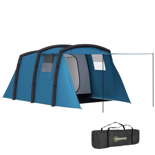 Tienda de Campaña Inflable Tipo Túnel para 3-6 Personas con Vestíbulo Ventanas de Malla y Bolsa Impermeable Azul [8]