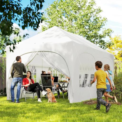 Carpa Plegable 6x3 m Pop-up con 6 Laterales Desmontables Altura Ajustable y Bolsa de Transporte Gris Claro