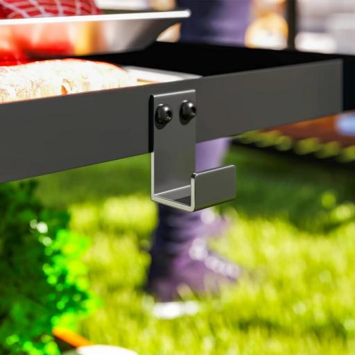 Carrito de Parrilla para Jardín o Terraza Carro de Servicio con Encimera Estantes y Ruedas para BBQ 102x50x81 cm Gris [5]