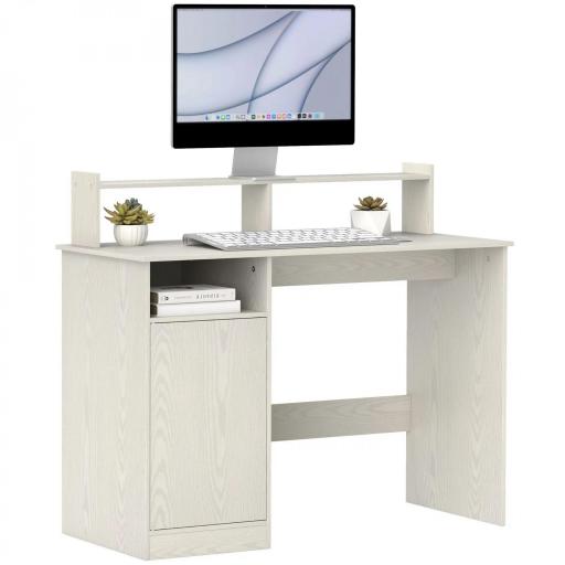 Escritorio con Estantería Moderno Escritorio con Compartimentos Abiertos Soporte para Monitor 108x50x94 cm Crema [8]