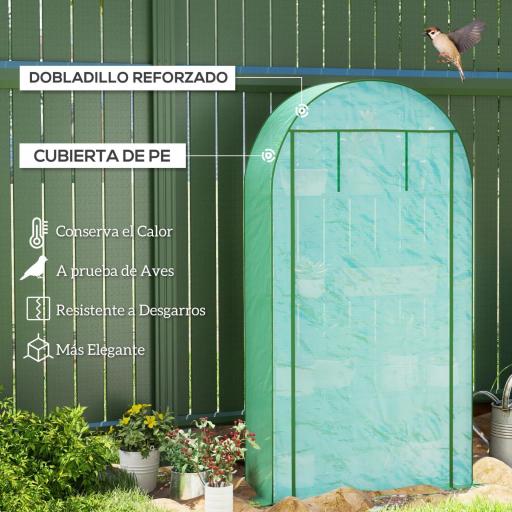 Invernadero de Exterior con 4 Estantes Puerta Enrollable Cubierta de PE y Marco de Acero 105x45x160 cm Verde [2]