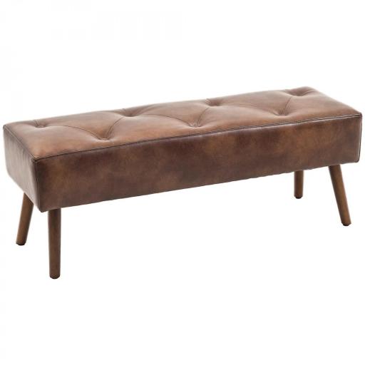 Banco de Pie de Cama Banqueta de dormitorio con Patas de Madera y Asiento Acolchado 114x38x42 cm Marrón [9]