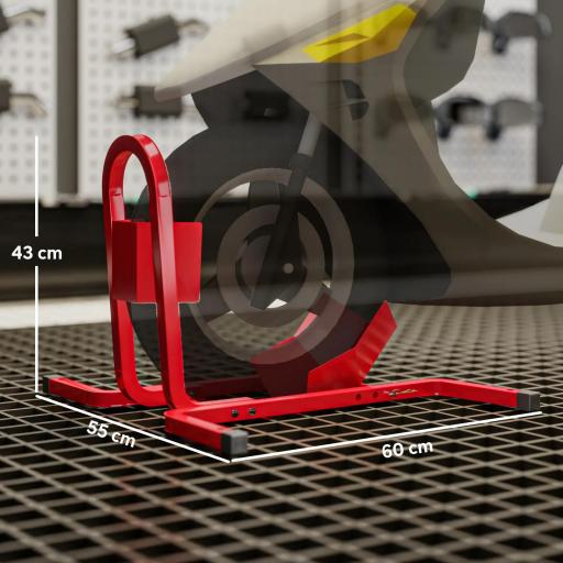 Caballete de Moto Delantera Soporte para Rueda Delantera de Moto Ajustable en 3 Niveles 60x55x43 cm Rojo [1]