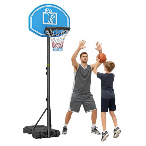Canasta de Baloncesto para Exterior Altura Ajustable 160-210 cm con Ruedas y Base Rellenable 76x48x254 cm Negro [8]